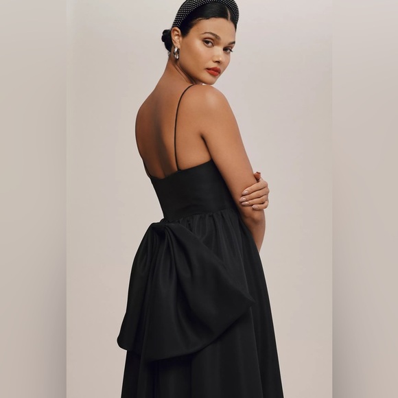 NWT Anthropologie Sachin & Babi Hadley V-Neck Back-Bow Empire Gown Black - Picture 2 of 6